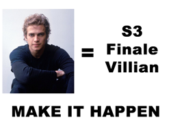 Size: 800x600 | Tagged: safe, season 3, all caps, antagonist, barely pony related, exploitable meme, hayden christensen, make it happen, meme, meta, photo, text, voice actor