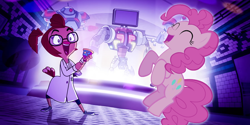 Size: 900x450 | Tagged: safe, edit, pinkie pie, earth pony, pony, crossover, danger mouse, party, professor squawkencluck