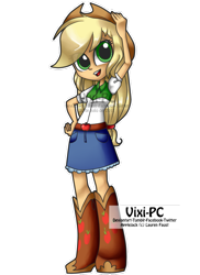 Size: 763x1048 | Tagged: safe, artist:vixi-pc, applejack, equestria girls, clothes, female, solo