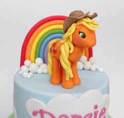 Size: 3549x3376 | Tagged: safe, applejack, earth pony, pony, cake, food, food art, hat, irl, photo