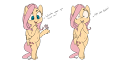 Size: 4000x2000 | Tagged: safe, artist:miokomata, fluttershy, pegasus, pony, bipedal, female, freckles, mare, out of character, ponies eating insects, ponies eating meat, simple background, solo, standing, teary eyes, transparent background