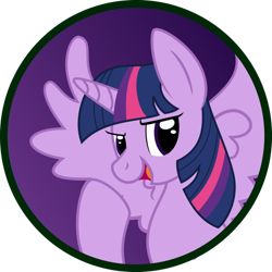 Size: 894x894 | Tagged: safe, artist:koonzypony, derpibooru import, twilight sparkle, twilight sparkle (alicorn), alicorn, pony, button, pin, solo