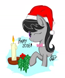 Size: 1445x1733 | Tagged: source needed, safe, artist:novich, octavia melody, earth pony, pony, 2016, happy new year, holly, simple background, solo, vector, white background