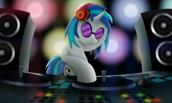 Size: 5000x3000 | Tagged: safe, artist:denial-is-tragic, dj pon-3, vinyl scratch, pony, unicorn, headphones, solo, turntable