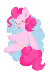 Size: 1447x2039 | Tagged: safe, artist:1drfl_world_end, pinkie pie, earth pony, pony, cute, diapinkes, female, heart, looking at you, one eye closed, simple background, solo, white background, wink