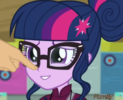 Size: 652x529 | Tagged: safe, derpibooru import, edit, edited screencap, screencap, sci-twi, twilight sparkle, equestria girls, friendship games, boop, boop edit, discovery family logo, inverted mouth