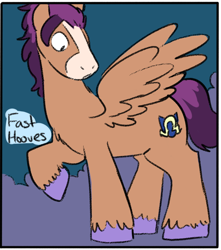Size: 782x885 | Tagged: safe, flash sentry, trouble shoes, oc, oc:fast hooves, pegasus, pony, clydesdale, commissioner:bigonionbean, cutie mark, fusion, fusion:fast hooves, male, solo, stallion, wings extended