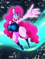 Size: 2550x3300 | Tagged: safe, artist:sweetdandy, pinkie pie, anthro, aurora borealis, big breasts, breasts, huge breasts, pinkie pies, solo, stars