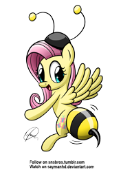 Size: 875x1240 | Tagged: safe, artist:elstiv, fluttershy, pegasus, pony, animal costume, bee costume, clothes, costume, female, flutterbee, mare, simple background, solo, transparent background