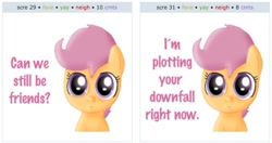 Size: 796x419 | Tagged: safe, artist:ajmstudios, scootaloo, exploitable meme, juxtaposition, juxtaposition win, meta