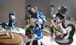 Size: 5508x3264 | Tagged: safe, artist:dustysculptures, dj pon-3, vinyl scratch, pony, absurd resolution, bipedal, clothes, hat, headphones, hoodie, irl, photo, sculpture, top hat