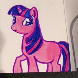 Size: 960x959 | Tagged: artist needed, source needed, useless source url, safe, derpibooru import, twilight sparkle, pony, unicorn, female, mare, marker drawing, missing cutie mark, solo, traditional art