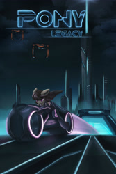 Size: 3500x5250 | Tagged: safe, artist:ardail, octavia melody, earth pony, pony, crossover, lightcycle, phone wallpaper, solo, tron, tron legacy