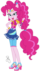 Size: 312x539 | Tagged: safe, artist:ilaria122, part of a set, pinkie pie, equestria girls, bracelet, clothes, dress, element of laughter, female, geode of sugar bombs, guardian, high heels, jewelry, lidded eyes, looking at you, open mouth, ponied up, shoes, simple background, smiling, transparent background