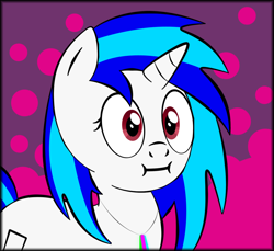 Size: 1252x1149 | Tagged: safe, artist:zomgitsalaura, dj pon-3, vinyl scratch, pony, unicorn, make new friends but keep discord, :i, solo, we bought two cakes, wrong eye color