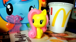 Size: 4160x2336 | Tagged: safe, fluttershy, pegasus, pony, cute, cutie mark crew, female, mare, mcdonald's