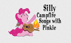 Size: 1642x994 | Tagged: artist needed, safe, edit, pinkie pie, earth pony, pony, series:pony tales, campfire, guitar, happy, veggietales