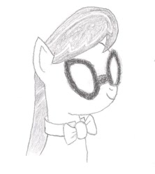 Size: 639x719 | Tagged: safe, artist:barryfrommars, octavia melody, earth pony, pony, bowtie, glasses, monochrome, solo, traditional art, vinyl's glasses