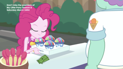 Size: 2208x1242 | Tagged: safe, screencap, pinkie pie, better together, equestria girls, too hot to handle, geode of sugar bombs, money, snow cone, spoon