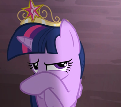 Size: 779x687 | Tagged: safe, derpibooru import, screencap, twilight sparkle, twilight sparkle (alicorn), alicorn, pony, princess twilight sparkle (episode), season 4, crown, shy, solo