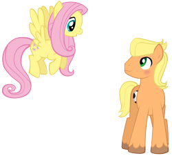 Size: 3825x3463 | Tagged: safe, artist:petraea, fluttershy, oc, oc:striker, earth pony, pegasus, pony, high res, male, simple background, stallion, transparent background, vector