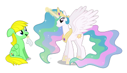 Size: 3746x2172 | Tagged: safe, artist:hazy skies, princess celestia, oc, oc:viva reverie, alicorn, pegasus, pony, alicon, convention:alicon, vector, vegemite