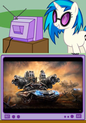 Size: 564x800 | Tagged: safe, dj pon-3, vinyl scratch, pony, unicorn, bass cannon, exploitable meme, meme, obligatory pony, speakers, tv meme