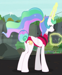 Size: 747x899 | Tagged: safe, screencap, princess celestia, alicorn, pony, between dark and dawn, clothes, cropped, leotard, solo