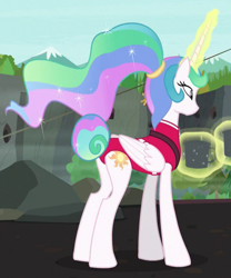 Size: 501x603 | Tagged: safe, screencap, princess celestia, alicorn, pony, between dark and dawn, clothes, cropped, leotard, solo