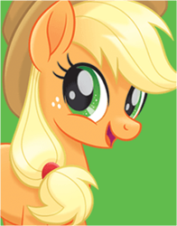 Size: 218x278 | Tagged: safe, applejack, earth pony, pony, my little pony: the movie, bust, female, mare, official, portrait, simple background, solo