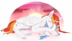 Size: 2560x1478 | Tagged: safe, princess celestia, oc, oc:king phoenix, alicorn, original species, pony, celenix, plush pony, plushie