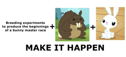 Size: 1479x676 | Tagged: safe, angel bunny, rabbit, keep calm and flutter on, exploitable meme, make it happen, meta, musclebeast, science, what has science done