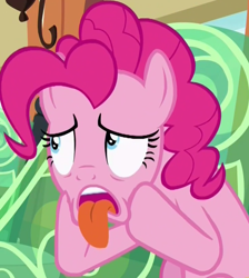 Size: 732x817 | Tagged: safe, screencap, pinkie pie, earth pony, pony, rock solid friendship, disgusted, solo, tongue out