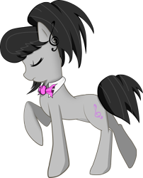 Size: 2176x2687 | Tagged: safe, artist:franticlava, octavia melody, earth pony, pony, alternate hairstyle, bowtie, eyes closed, female, headress, mare, raised hoof, simple background, solo, transparent background