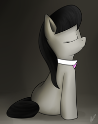 Size: 1833x2319 | Tagged: safe, artist:neighday, octavia melody, earth pony, pony, eyes closed, female, mare, signature, sitting, solo