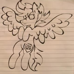 Size: 263x263 | Tagged: safe, artist:hunterthewastelander, flash sentry, pegasus, pony, frown, lineart, lined paper, male, solo, spread wings, stallion, traditional art, wings