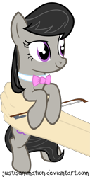 Size: 3417x6667 | Tagged: safe, artist:justisanimation, octavia melody, human, pony, cute, hand, holding a pony, justis holds a pony, offscreen character, simple background, solo, tavibetes, transparent background, vector