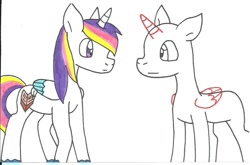 Size: 1137x749 | Tagged: safe, artist:cmara, oc, oc only, oc:prince novel, alicorn, pony, alicorn oc, base, offspring, parent:princess cadance, parent:shining armor, parents:shiningcadance, simple background, solo, traditional art, white background