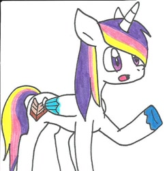 Size: 590x601 | Tagged: safe, artist:cmara, oc, oc only, oc:prince novel, alicorn, pony, alicorn oc, offspring, parent:princess cadance, parent:shining armor, parents:shiningcadance, simple background, solo, traditional art, white background