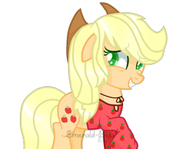 Size: 1272x1101 | Tagged: safe, artist:emerald-bliss, applejack, earth pony, pony, clothes, female, mare, shirt, simple background, solo, transparent background