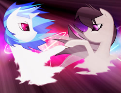 Size: 1024x791 | Tagged: safe, artist:neoneode, dj pon-3, octavia melody, vinyl scratch, earth pony, pony, female, lesbian, romance, scratchtavia, shipping