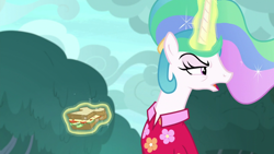 Size: 1920x1080 | Tagged: safe, screencap, princess celestia, alicorn, pony, between dark and dawn, food, sandwich, solo