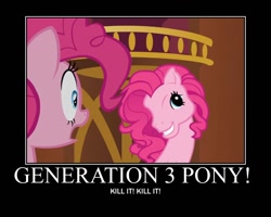 Size: 750x600 | Tagged: safe, artist:crossoverprincess, edit, edited screencap, screencap, pinkie pie, earth pony, pony, too many pinkie pies, clone, g3 faic, motivational poster, pinkie clone