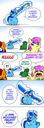 Size: 800x2300 | Tagged: safe, artist:marcusmaximus, minuette, fluffy pony, brushie, comic, fluffy colgate