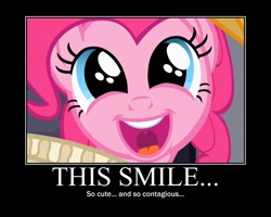 Size: 750x600 | Tagged: safe, artist:crossoverprincess, chancellor puddinghead, pinkie pie, earth pony, pony, motivational poster, ruff (clothing), smiling