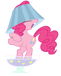 Size: 2518x3134 | Tagged: safe, artist:awesomecas, pinkie pie, earth pony, pony, ponyville confidential, dancing, female, hat, lampshade, lampshade hat, mare, ponk, punch (drink), punch bowl, simple background, solo, transparent background, vector