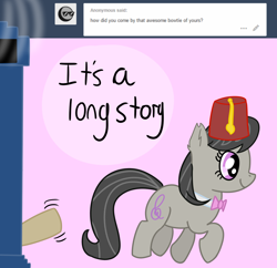 Size: 1118x1080 | Tagged: safe, artist:pastelhorses, doctor whooves, octavia melody, earth pony, pony, anonymous, ask, bowtie, crossover, doctor who, male, my little pony, stallion, trotting, tumblr