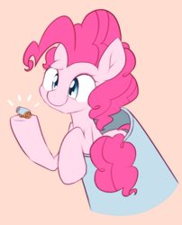 Size: 828x1024 | Tagged: safe, artist:akainu_pony, pinkie pie, earth pony, pony, school daze, female, mare, party cannon, ponk, simple background, smiling, solo, the world's smallest party cannon