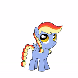 Size: 1650x1650 | Tagged: safe, artist:bico-kun, oc, oc only, oc:blue pearmain, blank flank, magical lesbian spawn, offspring, parent:applejack, parent:rainbow dash, parents:appledash, simple background, solo, white background