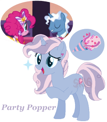Size: 476x538 | Tagged: safe, artist:superrosey16, pinkie pie, pokey pierce, oc, oc:party popper, pony, unicorn, clothes, dress, female, male, mare, offspring, parent:pinkie pie, parent:pokey pierce, parents:pokeypie, pokeypie, shipping, simple background, straight, transparent background